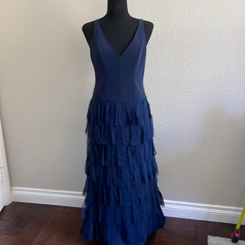 Vintage Blue silk Jovani evening dress.
